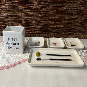 Rae Dunn Artisan Collection By Magenta 5 Piece Glamour Shine Charm Vanity Set